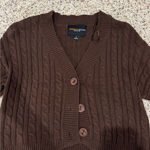 Ambiance Brown Cable Knit Cardigan V-Neck